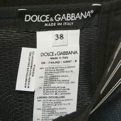 Pre Owned Dolce & Gabbana Blue Denim /Mesh Pencil Skirt S