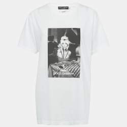 Pre Owned Dolce & Gabbana x Kim White Printed Jersey T-Shirt L