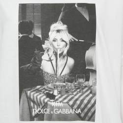 Pre Owned Dolce & Gabbana x Kim White Printed Jersey T-Shirt L
