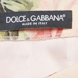 Pre Owned Dolce & Gabbana Pink Rose Print Crepe Button Detail Mini Skirt M