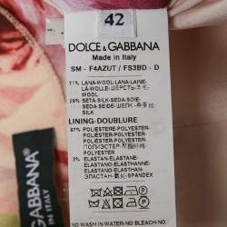 Pre Owned Dolce & Gabbana Pink Rose Print Crepe Button Detail Mini Skirt M