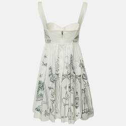 مملوكة مسبقًا فساتين دولتشي آند غابانا قطن أبيض طباعة دودل بلا أكمام ميني M