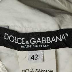 مملوكة مسبقًا فساتين دولتشي آند غابانا قطن أبيض طباعة دودل بلا أكمام ميني M