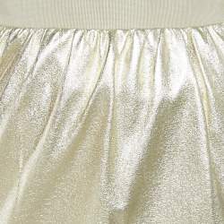 Pre Owned تنورة دولتشي أند غابانا معدنية ذهبية جلد صناعي ضيقة مقاس صغير جدًا