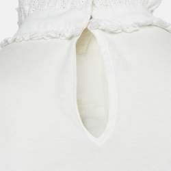 Pre Owned تي شيرت دولتشي آند غابانا قطن أبيض بتطريز شعار بتفاصيل دانتيل مقاس صغير