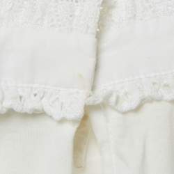 Pre Owned تي شيرت دولتشي آند غابانا قطن أبيض بتطريز شعار بتفاصيل دانتيل مقاس صغير