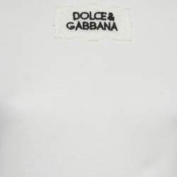 Pre Owned تي شيرت دولتشي آند غابانا قطن أبيض بتطريز شعار بتفاصيل دانتيل مقاس صغير