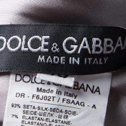 Pre Owned فستان دولتشي أند غابانا حرير رصاصي نقشة الفهد بكشكشة بلا أكمام S