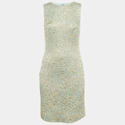 مملوكة مسبقًا Dolce & Gabbana Blue Brocade Silk Sleeveless Dress S
