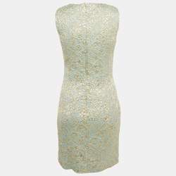 مملوكة مسبقًا Dolce & Gabbana Blue Brocade Silk Sleeveless Dress S