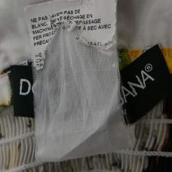 مملوكة مسبقًا Dolce & Gabbana White Floral Print Poplin Shirring Midi Dress S