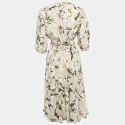 مملوكة مسبقًا Dolce & Gabbana Pink Floral Print Silk Midi Dress XS