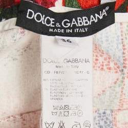 مملوكة مسبقًا Dolce & Gabbana Multicolor Carretto Roses Print Cotton Midi Dress XS