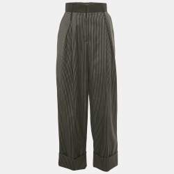 Pre Owned بنطلون دولتشي آند غابانا صوف مخطط رمادي مقاس صغير (سمول)