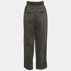 Pre Owned Dolce & Gabbana Grey Pinstripe Wool Trousers S 