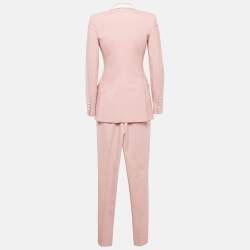 Pre Owned Dolce & Gabbana Pink Wool Pants Suit XS