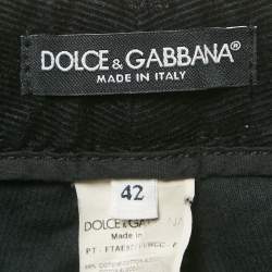 مملوكة مسبقًا بنطلون جينز ضيق من دولتشي آند غابانا قماش كوردروي أسود مقاس وسط 30 إنش (ميديم)