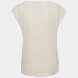 مملوكة مسبقًا Dolce & Gabbana Cream Printed Silk Sleeveless Top XS
