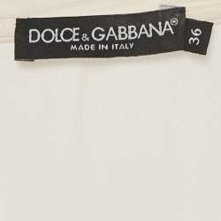 مملوكة مسبقًا Dolce & Gabbana Cream Printed Silk Sleeveless Top XS