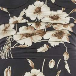 Pre Owned فسْتان دولتشي أند غابانا حرير ممزوج بطبعة زهور زرقاء عنق هالتر قصير مقاس صغير