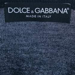 مملوكة مسبقًا Dolce & Gabbana Navy Blue Cashmere Knit Metallic Belt Cardigan S