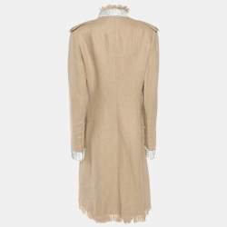 مملوكة مسبقًا Dolce & Gabbana Beige Linen and Crystal Embellished Coat M