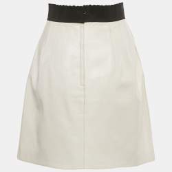 Pre Owned تنورة ميني جلد أبيض دولتشي آند غابانا مقاس متوسط