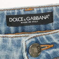 Pre Owned Dolce & Gabbana Blue Faded Slim Fit Jeans XS/Waist 26"