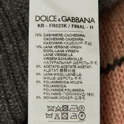 مملوكة مسبقًا بلوفر دولتشي آند غابانا تريكو كشمير نقش كلب ملكي رمادي مقاس صغير