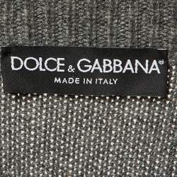 مملوكة مسبقًا بلوفر دولتشي آند غابانا تريكو كشمير نقش كلب ملكي رمادي مقاس صغير