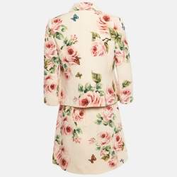 مملوكة مسبقًا Dolce & Gabbana Pink Printed Wool Blend Jacket & Skirt Set S
