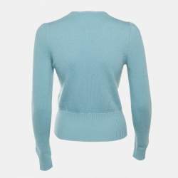 Pre Owned سويتر دولتشي & غابانا صوف أزرق بتفاصيل رقعة قلب مقاس صغير - سمول