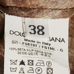 Pre Owned Dolce & Gabbana Brown Animal Printed Silk Button Front Shirt S