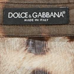 Pre Owned Dolce & Gabbana Brown Animal Printed Silk Button Front Shirt S