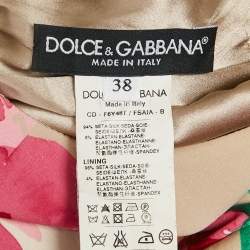مملوكة مسبقًا Dolce & Gabbana Beige Floral Printed Silk Ruched Midi Dress S
