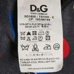 Pre Owned Dolce & Gabbana Black Polka Dot Printed Silk Ruffled Faux Wrap Dress M