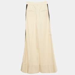 Pre Owned بنطال دولتشي أند غابانا جانبي بخط كريمي واسع الساق مقاس صغير جدًا