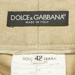 Pre Owned بنطلون دولتشي أند غابانا بُني ممزوج بالقطن مرصع ضيق مقاس متوسط - ميديوم