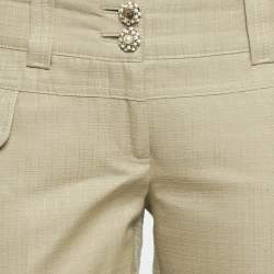 Pre Owned بنطلون دولتشي أند غابانا بُني ممزوج بالقطن مرصع ضيق مقاس متوسط - ميديوم