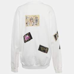 Pre Owned Dolce & Gabbana White Cotton Patch work Detail Knitwear S