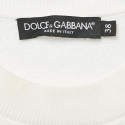 Pre Owned Dolce & Gabbana White Cotton Patch work Detail Knitwear S