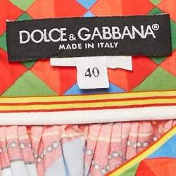 مملوكة مسبقًا Dolce & Gabbana Red Carretto Print Tiered Short Skirt S