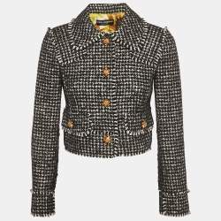مملوكة مسبقًا Dolce & Gabbana Black/White Tweed Bejeweled Blazer S