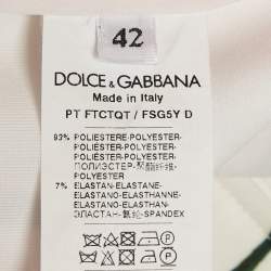 Pre Owned بنطلون دولتشي & غابانا جيرسي بأزهار بيضاء/وردية واسع مقاس متوسط - ميديوم