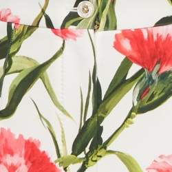 Pre Owned بنطلون دولتشي & غابانا جيرسي بأزهار بيضاء/وردية واسع مقاس متوسط - ميديوم