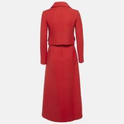 مملوكة مسبقًا طقم جاكيت وتنورة صوف أحمر دولتشي أند غابانا مقاس صغير