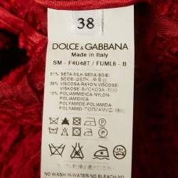 Pre Owned Dolce & Gabbana Red Swiss Dots Silk Flared Mini Skirt S