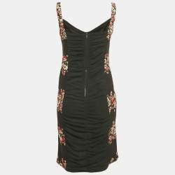مملوكة مسبقًا Dolce & Gabbana Black Floral Print Crepe Corset Sheath Dress S