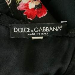 مملوكة مسبقًا Dolce & Gabbana Black Floral Print Crepe Corset Sheath Dress S
