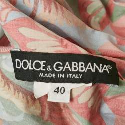 مملوكة مسبقًا Dolce & Gabbana Red/Blue Carretto Print Crop Top S